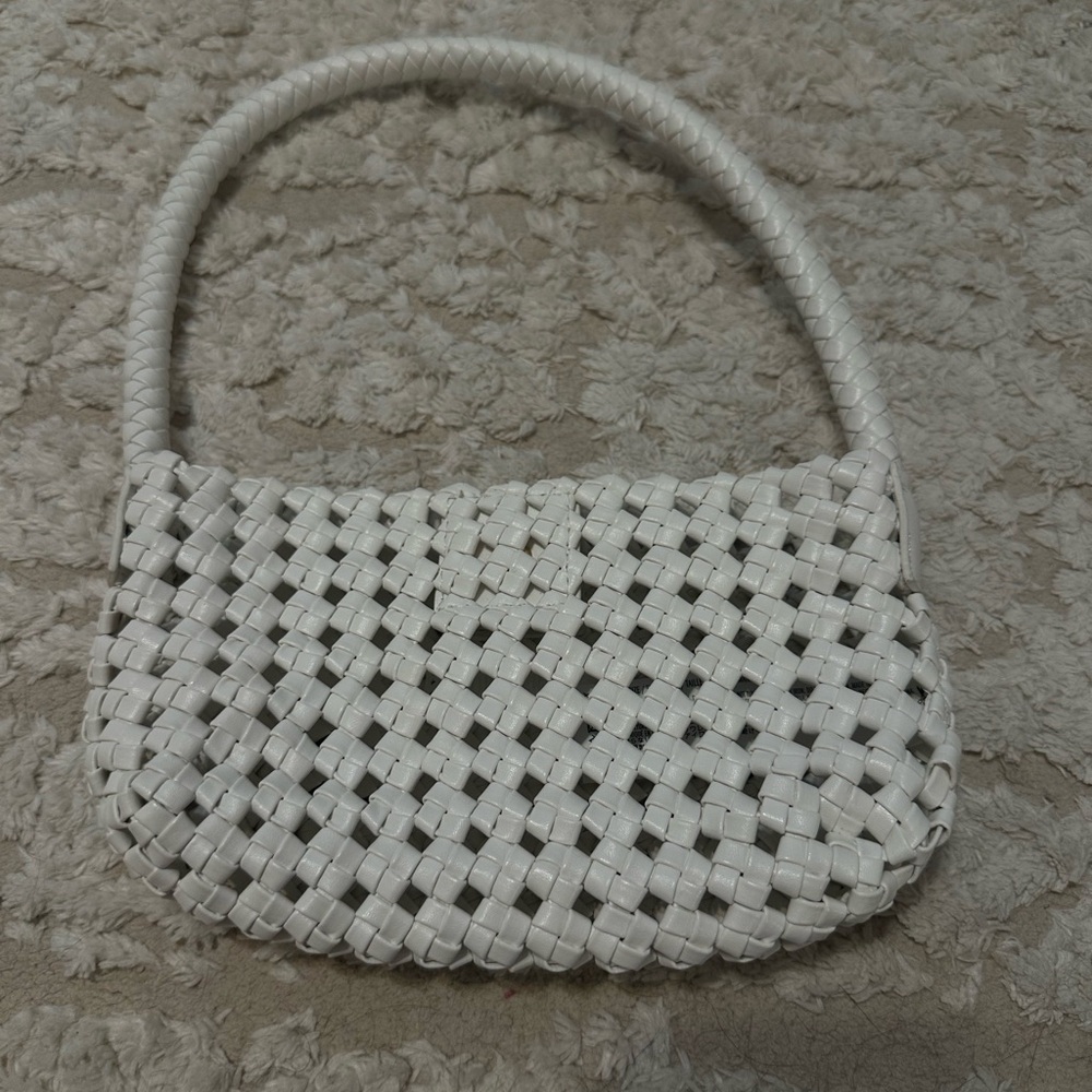 White Woven Mini Shoulder Bag